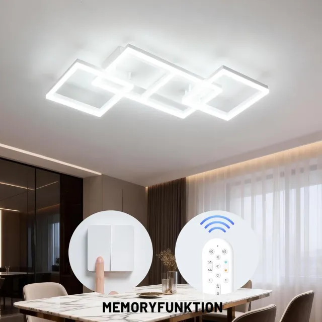 ANTENLICHT LED Plafondlamp Wit - Plafonniere - Modern - Binnenverlichting-Dimbaar 3 staps - Hal slaapkamer lamp 3000K-6500K - 7200LM - 75W - Met Afstandsbediening