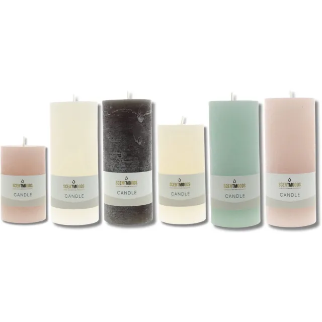 Scentmoods Rustieke Kaars Set Snowy Essence – Witte Stompkaars en Dinerkaars voor een Winterse Sfeer
