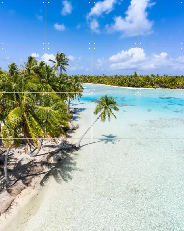 IXXI Blue Lagoon - French Polynesia, Jan Becke - 80 x 100 cm - Grote wanddecoratie en posters - Fotografie, Kleurrijk, Slaapkamer, Eetkamer Blauw