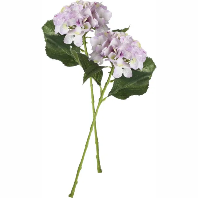 Mica Decorations Kunstbloem Hortensia tak - 2x - lila paars - 51 cm - losse steel - Kunst zijdebloemen