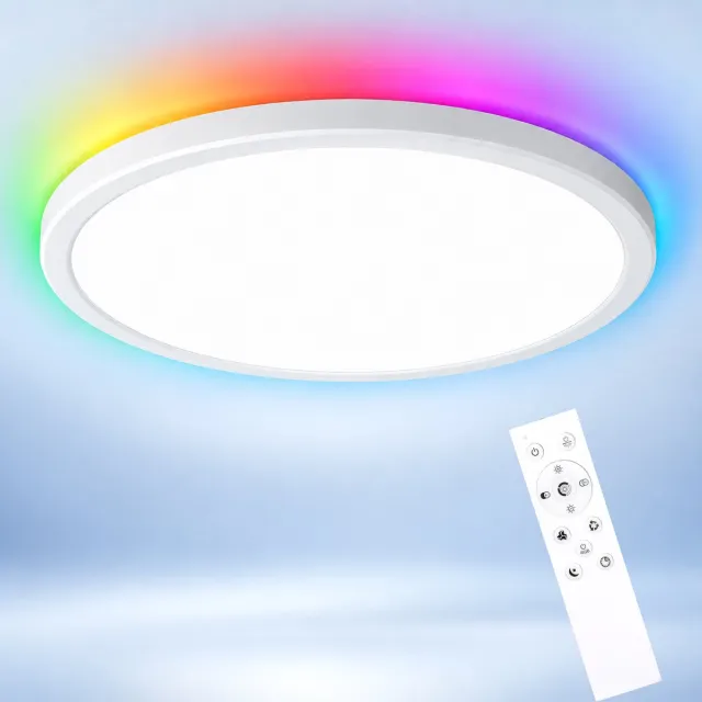 LOVHAUS LED Plafondlamp 30 cm - 24W 2400 lm - RGB - Dimbaar 3000-6500K - Afstandsbediening Wit