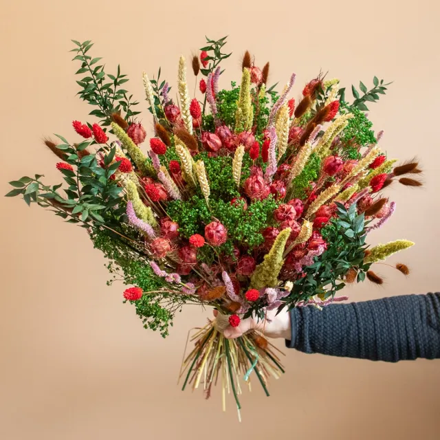 Roselin Deco Droogbloemen - boeket - Roselin Rood - Droogbloemenboeket