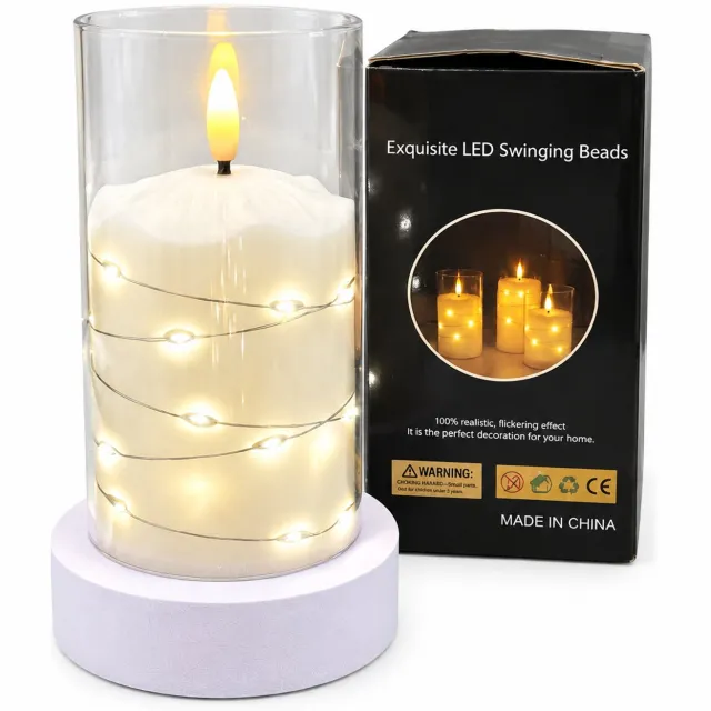 SWGOTA led kaarsen - 1 kaars van 7,5 x 15 cm met puntvormige vlam, warm licht, lichtdraad en transparante kunststof kap, zonder batterijen Wit