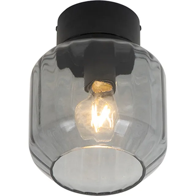 QAZQA stiklo - Moderne Plafondlamp - 1 lichts - Ø 175 mm - Zwart - Woonkamer | Slaapkamer | Keuken