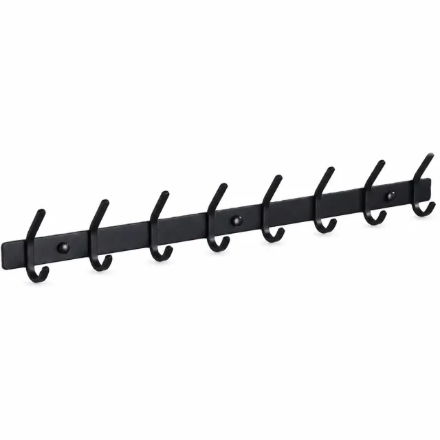 RemGoods Muur Kapstok Hangend-wandstok - RVS - 16 Hangers - Industrieel - Zwart zwart 16