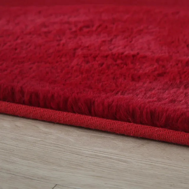 Ayyildiz Hoogpolig vloerkleed, effen kleur - gewoon rood, vloerkleed voor de woonkamer, katoenen achterkant, afmeting: 120 cm rond