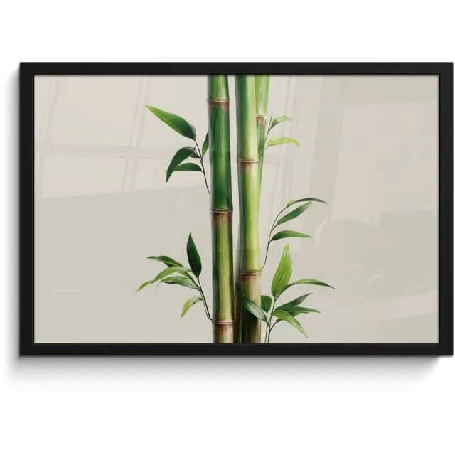 FrameYourWall Poster in lijst - Fotolijst 60x40 cm - Posters - Bamboestengels - Sierlijk - Groen - Posterlijst zwart - Decoratie - Wanddecoratie woonkamer - Muurdecoratie slaapkamer