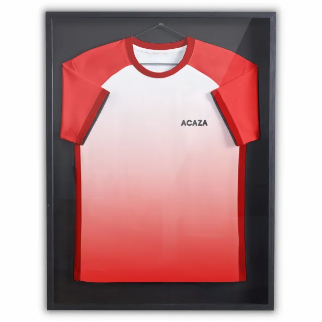 Acaza Wissellijst - PREMIUM Wissellijst voor Voetbalshirt - Fineer Hout - 70 x 90 cm - Metalen Hanger - UV-werend Acryl Glas - Inlijsten Voetbalshirt Zwart