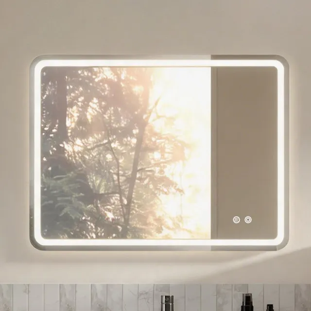 STILVORA Spiegel – LED Verlichting 60 x 80 cm – Dimbaar Met 3 Kleurtemperaturen – Glas – Zilver – Badkamer Wandspiegel Met Anti Condens Silver