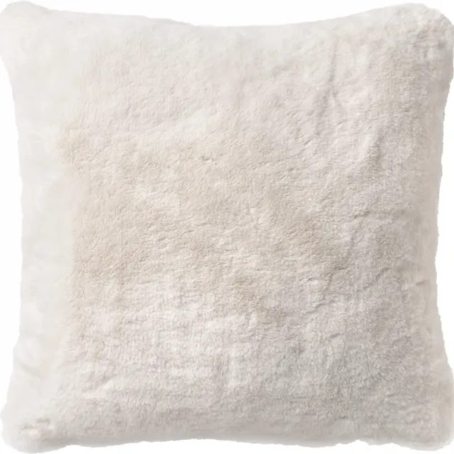 Dutch Decor ZAYA - Kussenhoes 45x45 cm - bontlook - effen kleur - Snow White - wit - met rits - zonder binnenkussen Gebroken wit