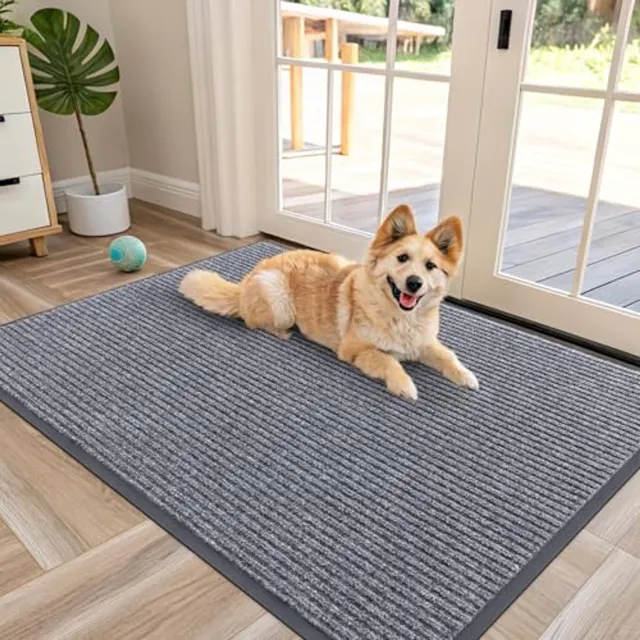 OLANLY Deurmat - Blotevoetenmat - Antislip Droogmat - Gemakkelijk Schoon Te Maken Deurmat - 81.5x119.5cm - Lichtgrijs