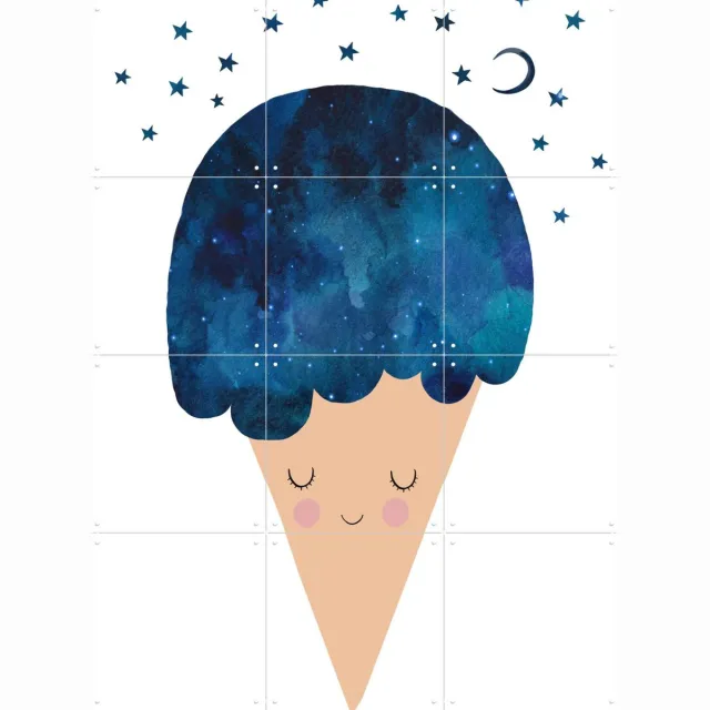 IXXI Sleep Well, Treechild & Various - 60 x 80 cm - Grote wanddecoratie en posters - Fantasierijk, Aquarel, Illustraties, Cartoonesk, Speels Blauw