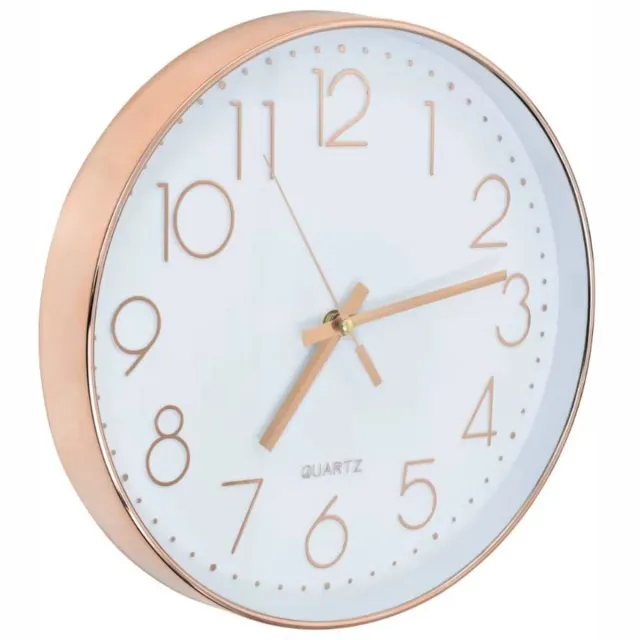 JOYNEXTBUY Wandklok - 30cm – Roségoud – Stille Analoge Klok – Modern Design – Voor Woonkamer, Kantoor, Keuken en Ontvangstruimte