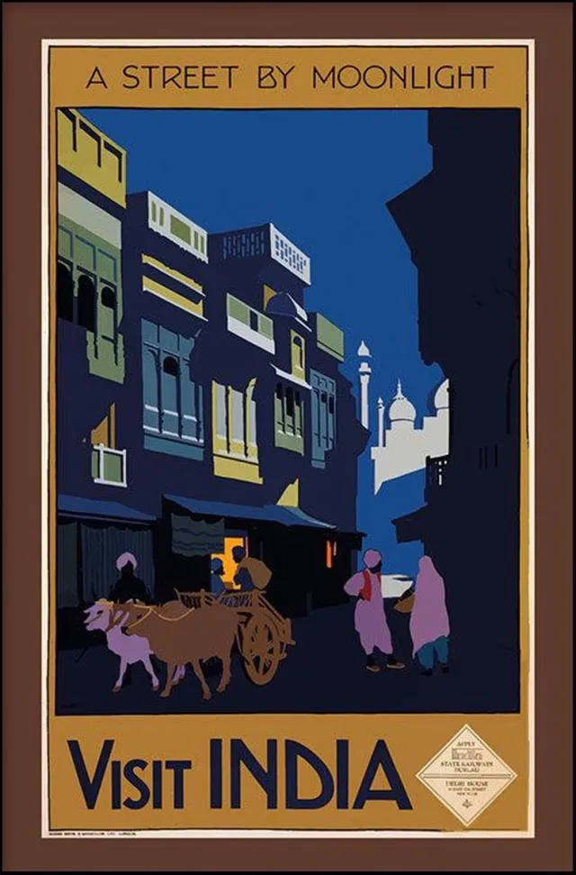 Walljar A Street By Moonlight - Muurdecoratie - Poster Multi
