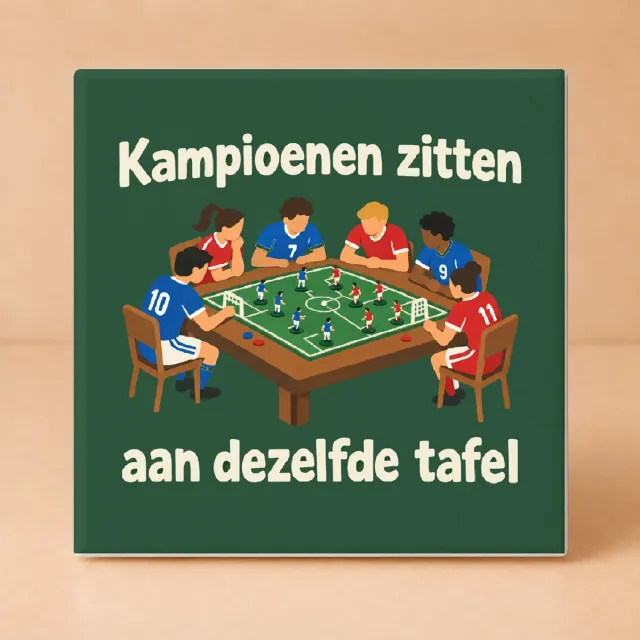 Bedruk King Leuke Derde Helft Tegel – Vrolijke en kleurrijke decoratie voor sportliefhebbers en kroegfans - 11 x 11 cm Wit