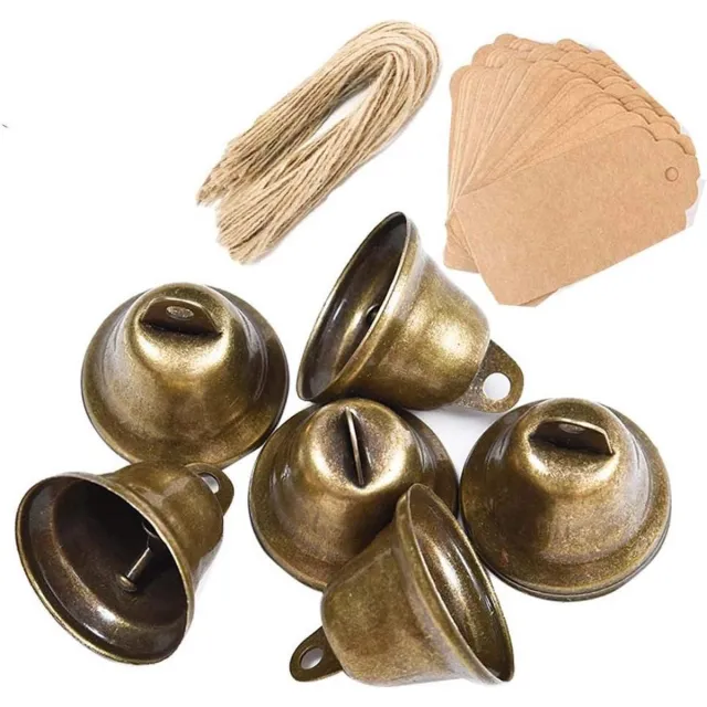 Cosensi 50 stuks Vintage Jingle Bells Bronstint met Kaarttag voor Windgong Maken Ambachten Decoratie Kerstbruiloft 38 mm