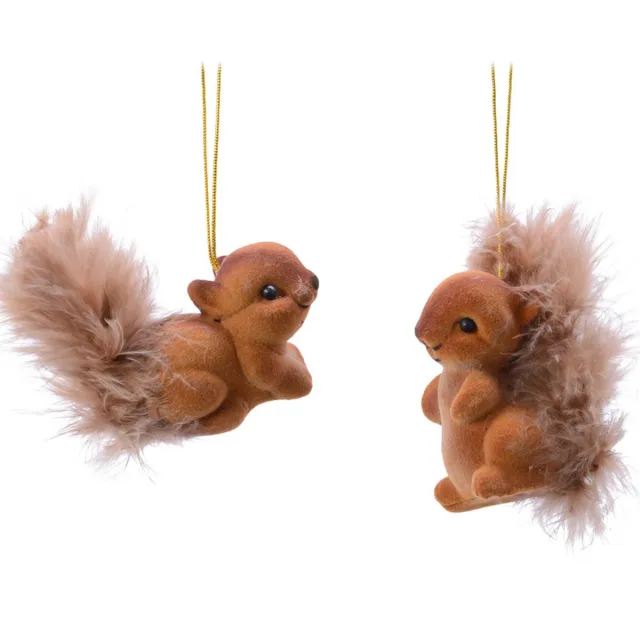 Decoris Bruine eekhoorn type 2 kerstversiering hangdecoratie 6 cm