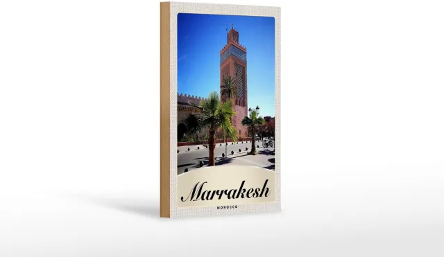 Femer Holzschild Reise 12x18 cm Marrakesch Marokko Kultur