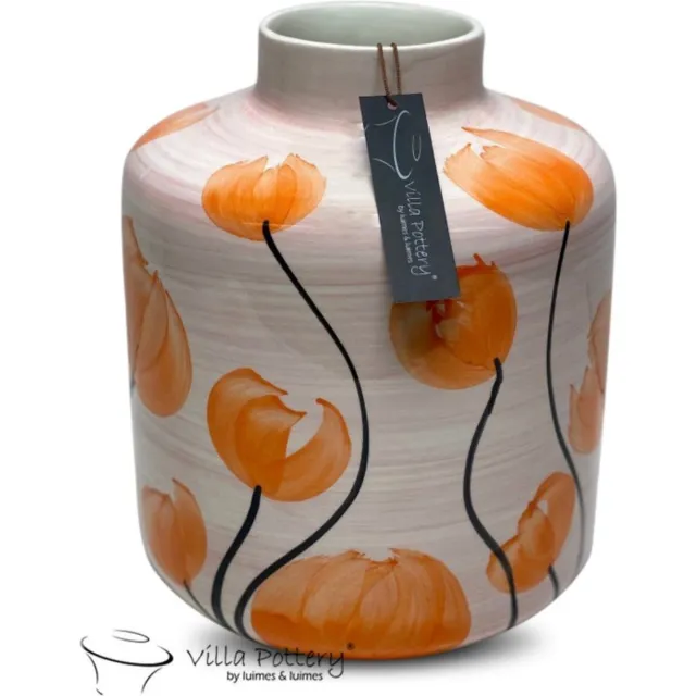 Irishflowers Vaas - Villa Pottery - Decoratie - Voorjaarscollectie - Keramiek - Bloemenvaas - Francis 2 Pink/Orange Roze