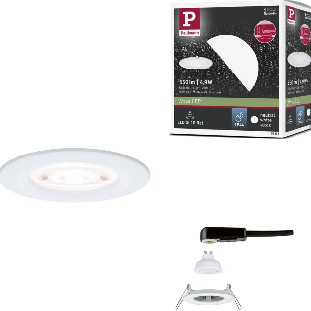 Paulmann LED-inbouwlamp Nova GU10 Flat stijf IP44 4,9W 550lm 230V 4000K Wit mat