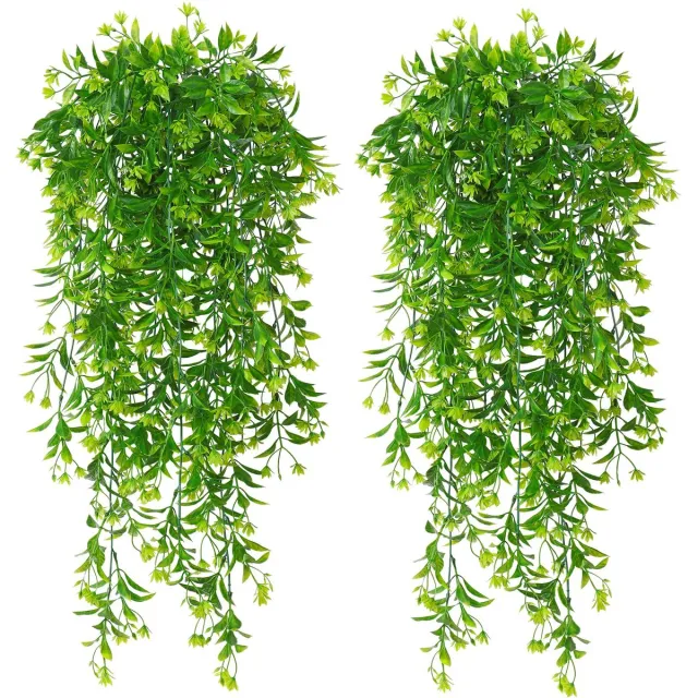 Unyqoos Set van vier levensechte hangplanten voor binnen en buiten decoratie groen