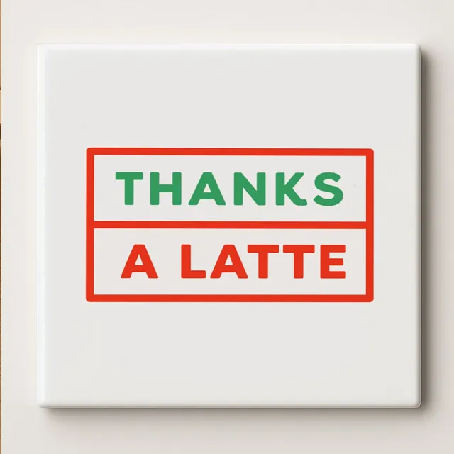 Nevolis Thanks A Latte Grappige Tegel – 15x15cm Cadeau voor Koffieliefhebbers, Bedankt Wanddecoratie, Keuken of Kantoor Tegelkunst Multi Color