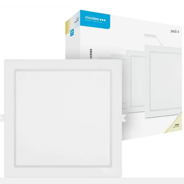 Modee LED Paneel Vierkant Inbouw - 24W - 2640lm - 29.3x2.8cm - 4000K - Neutraal Wit - 4 stuks