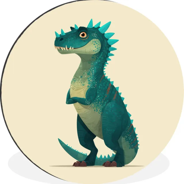 WallCircle Wandcirkel - Muurcirkel - Dinosaurus - Turquoise - Stekels - Aluminium - Dibond - 30x30 cm - Binnen en Buiten Dinosaurus - Stekels