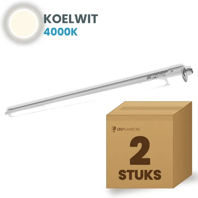Tsong TL armatuur Tri Proof 600mm 2 stuks - 18W 2700lm - Koelwit 4000K - Koppelbaar - IP65 - 230V
