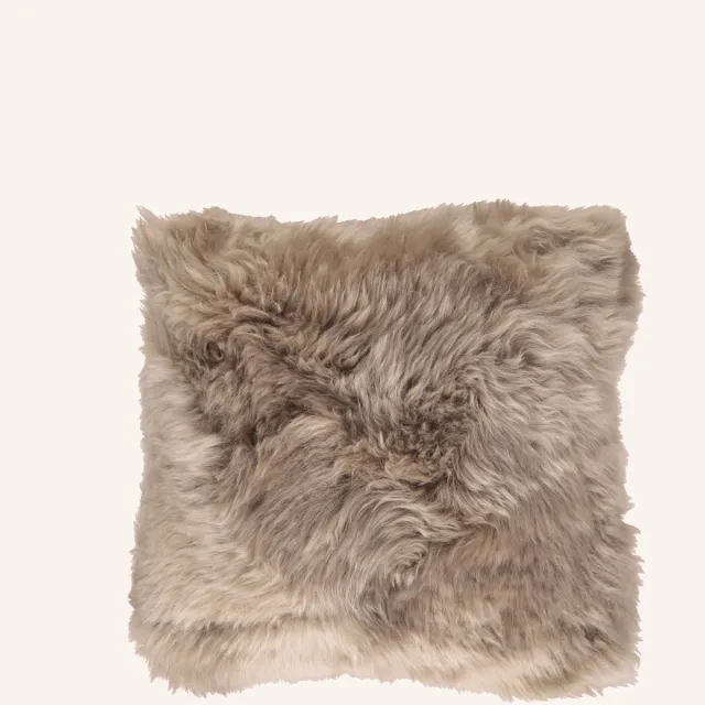 Natures collection Sheepskin House - Langharig Schapenvacht Kussen - 35x35 cm Taupe
