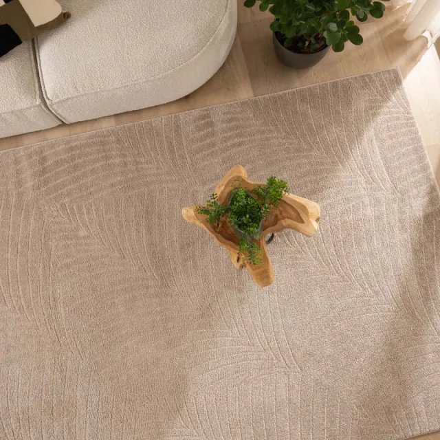 Nordic Weavers Scandinavisch vloerkleed vierkant - Contour Leaf beige 140x140