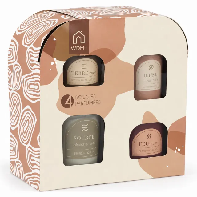 WDMT Geurkaarsen Cadeauset 4 Stuks – Geurkaarsen in Glas – 4 Verschillende Geuren – Luxe Kaarsen Geschenkset – Woondecoratie & Cadeau Roze