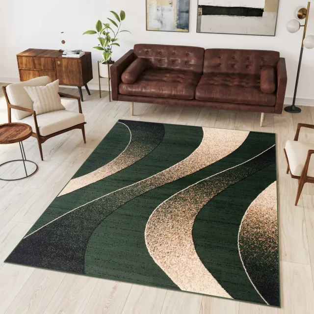 Tapiso Dream Vloerkleed Groen Modern Golven Woonkamer Tapijt Maat- 220x300
