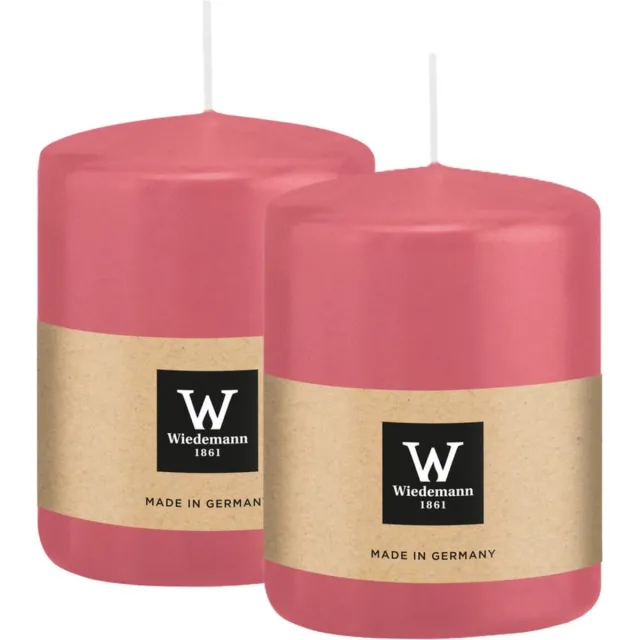 Wiedemann Cilinderkaars/stompkaars - 2x - roze - 6 x 8 cm - 29 branduren - zuilkaarsen