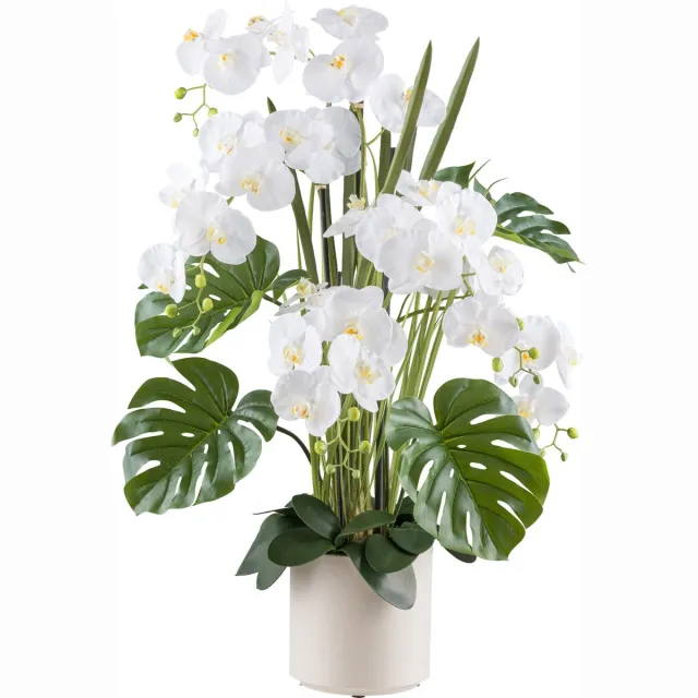 Kopu Kunstbloem Orchidee 110 cm met 5 Takken In Bloempot - Wit