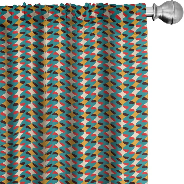 ABAKUHAUS Retro gordijnen – Abstracte lijnen – 2x75x175 cm – veelkleurig Meerfarbig