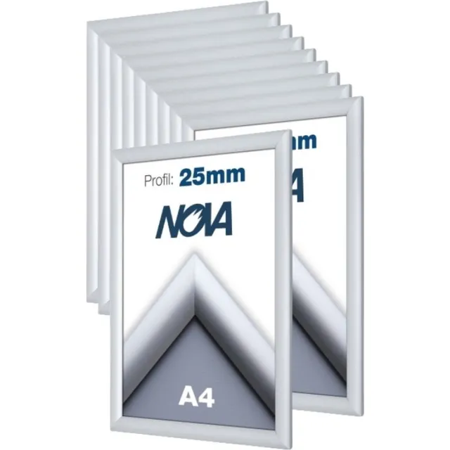 Nova 10 PACK Nova Kliklijsten A4 21x29,7cm aluminium zilver – wissellijst - posterlijst