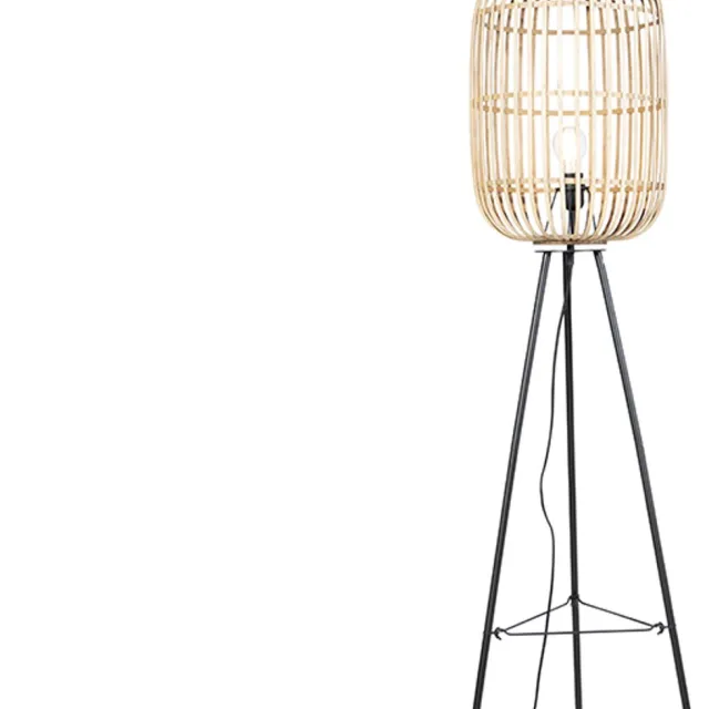 QAZQA Manila Vloerlamp - 1 lichts - H 1390 mm - Beige