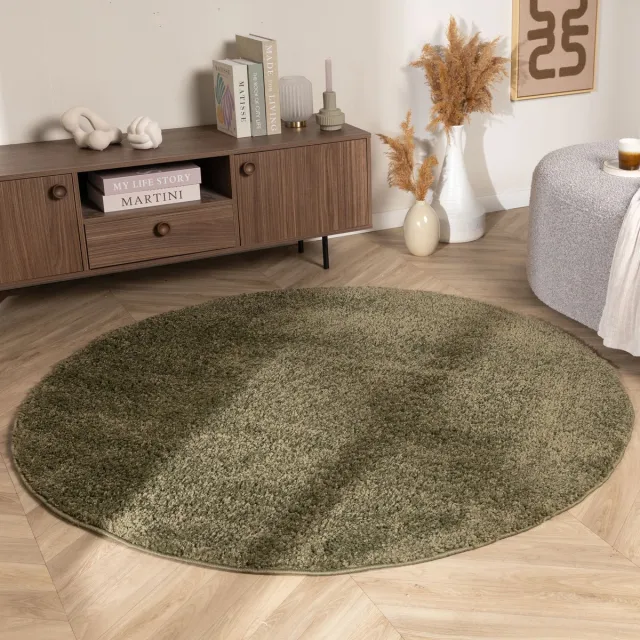 NATURL. Rond Hoogpolig vloerkleed - Wish Groen - Ø 200cm