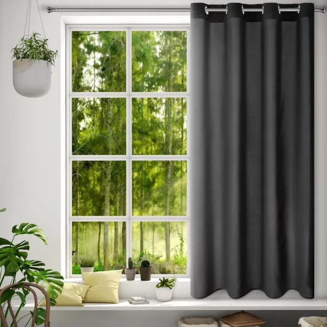 Unyqoos Modern eenkleurig gordijn met metalen ogen voor elke kamer in huis Zwart