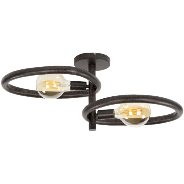 Nest of Nora Plafondlamp Sola - 2-lichts rond - Zwart Donkergrijs
