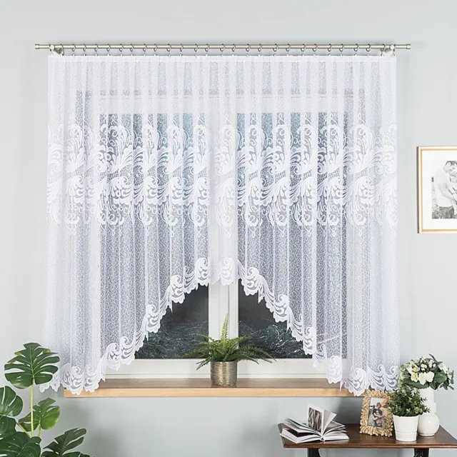Markizeta IWONA Serie - Jacquard Gordijn - 400x160 cm - Decoratief Onderstuk - Wit