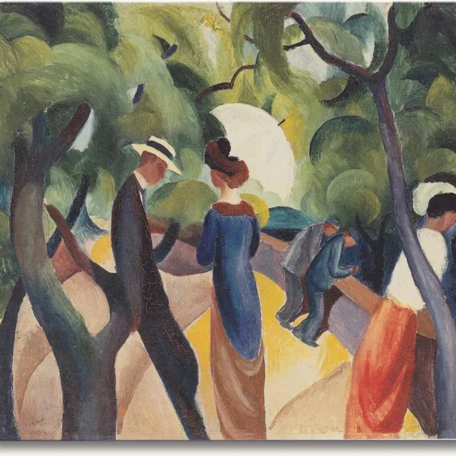 Grootmeesters ® Handgeschilderd olieverfschilderij - olieverf op canvas - August Macke 'Promenade' groen