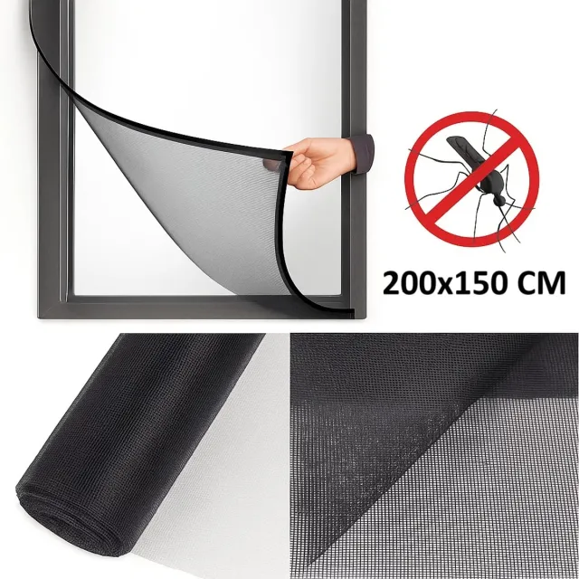 Cheaperito Insecten Hor I Raamhor I Raam Hor I Net tegen insecten I Horrengaas I Vliegenhor I Met Klittenband Plakstrip I 150 x 200 cm I Zwart