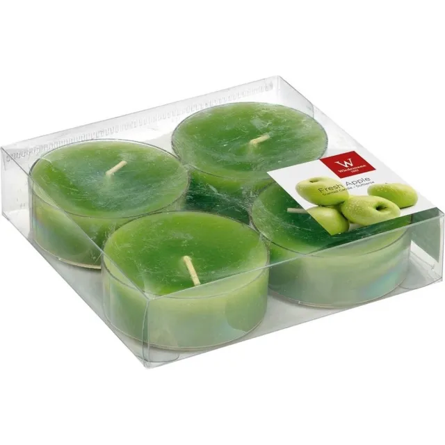 Trend Candles maxi geurtheelichtjes/waxinelichtjes - 4x - appel geur - 8 branduren - grote theelichtjes Groen