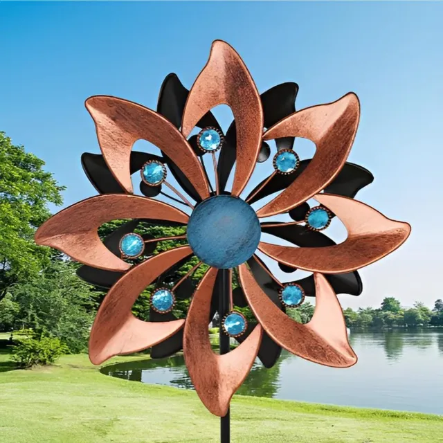 windgong Metalen 360° Tuinprikker – Dubbelzijdige Weerbestendige Buitendecoratie voor Tuin, Erf & Gazon