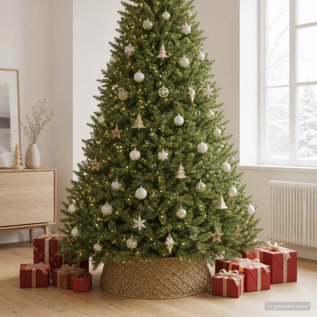 vidaXL Kerstboomkraag Rond Naturel Dia. 105 x 28 cm Zeegras