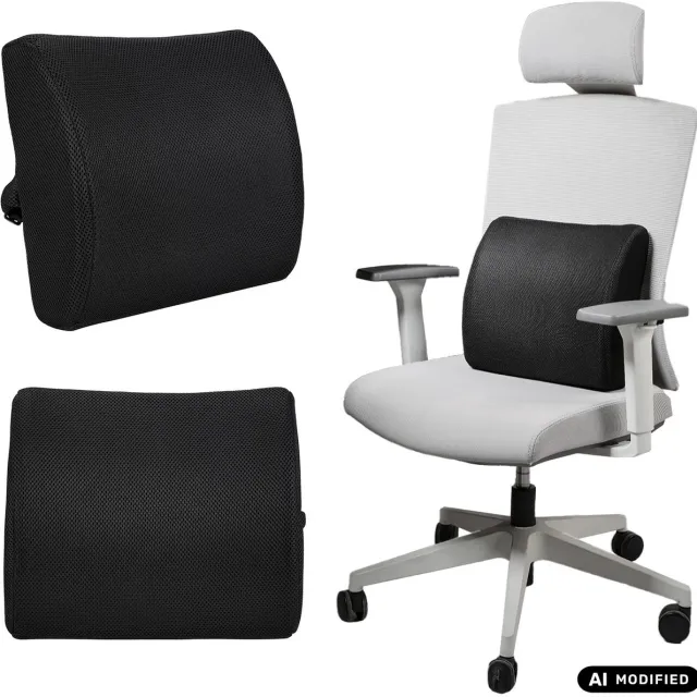Promedix lumbaal kussen van traagschuim, Rugkussen - 34 x 31 x 12 cm, schuimdichtheid: 50D, PR-216 zwart