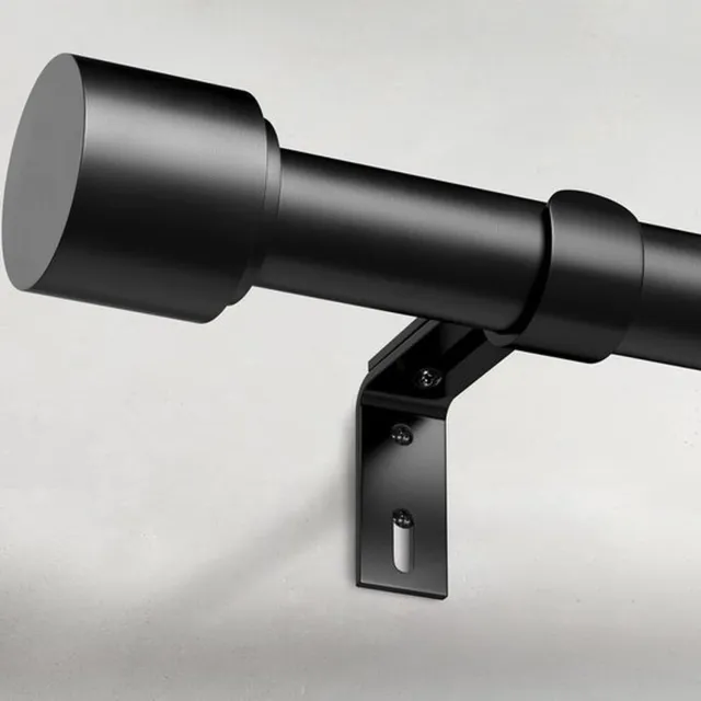 Bomiclss Zwarte extra lange verstelbare gordijnroede 82-228 cm | Metalen telescopische gordijnstang zwaar & stevig | geschikt voor brede ramen