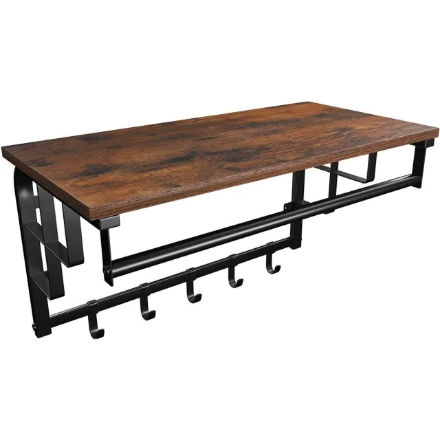 Miadomodo Wandkapstok - Industrieel - 66.5 x 30 x 32 cm - 5 Haken zwart